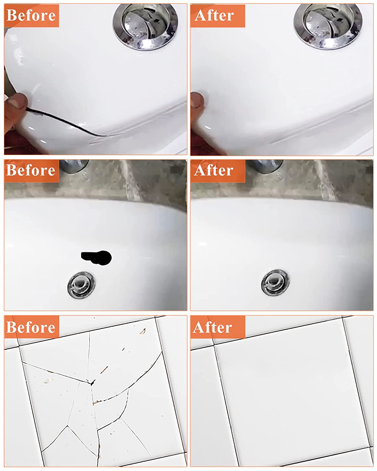 Fiberglass Repair Kit, Porcelain Repair Kit - Fiberglass Tub Repair Kit for  Acrylic, Tub Repair Kit for Any Bathtub Color - Bathtub Repair Kit 