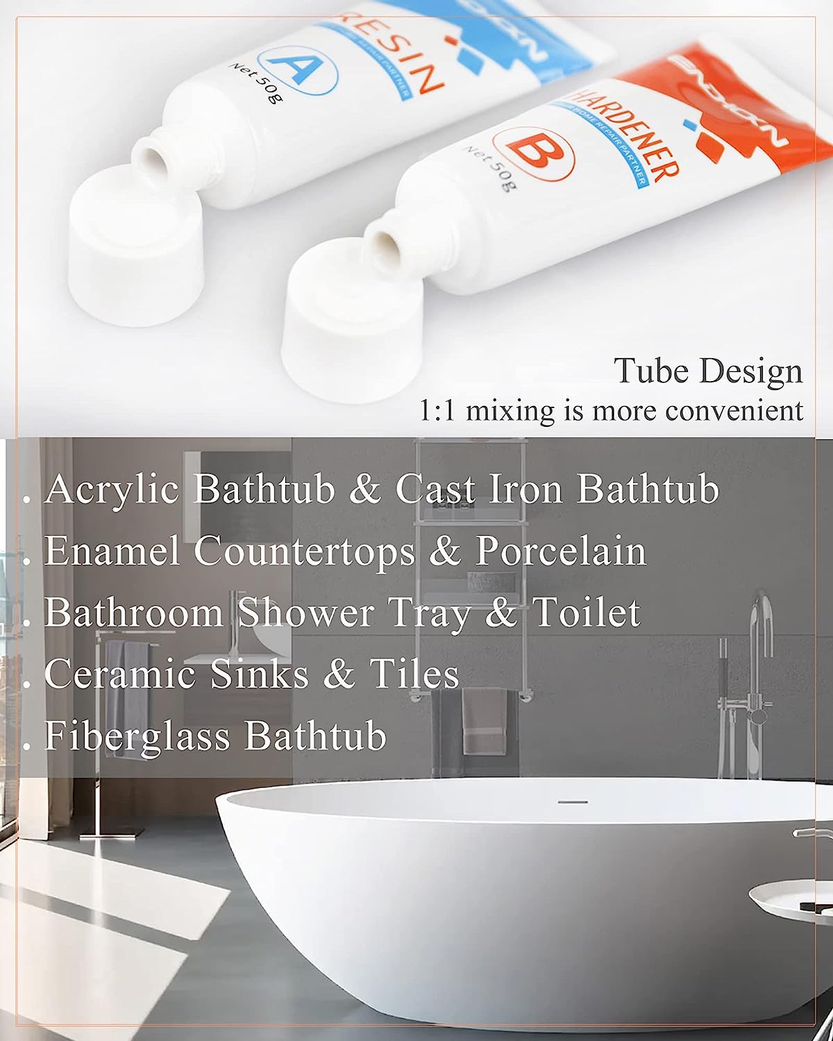 Fiberglass Repair Kit, Porcelain Repair Kit - Fiberglass Tub Repair Kit for  Acrylic, Tub Repair Kit for