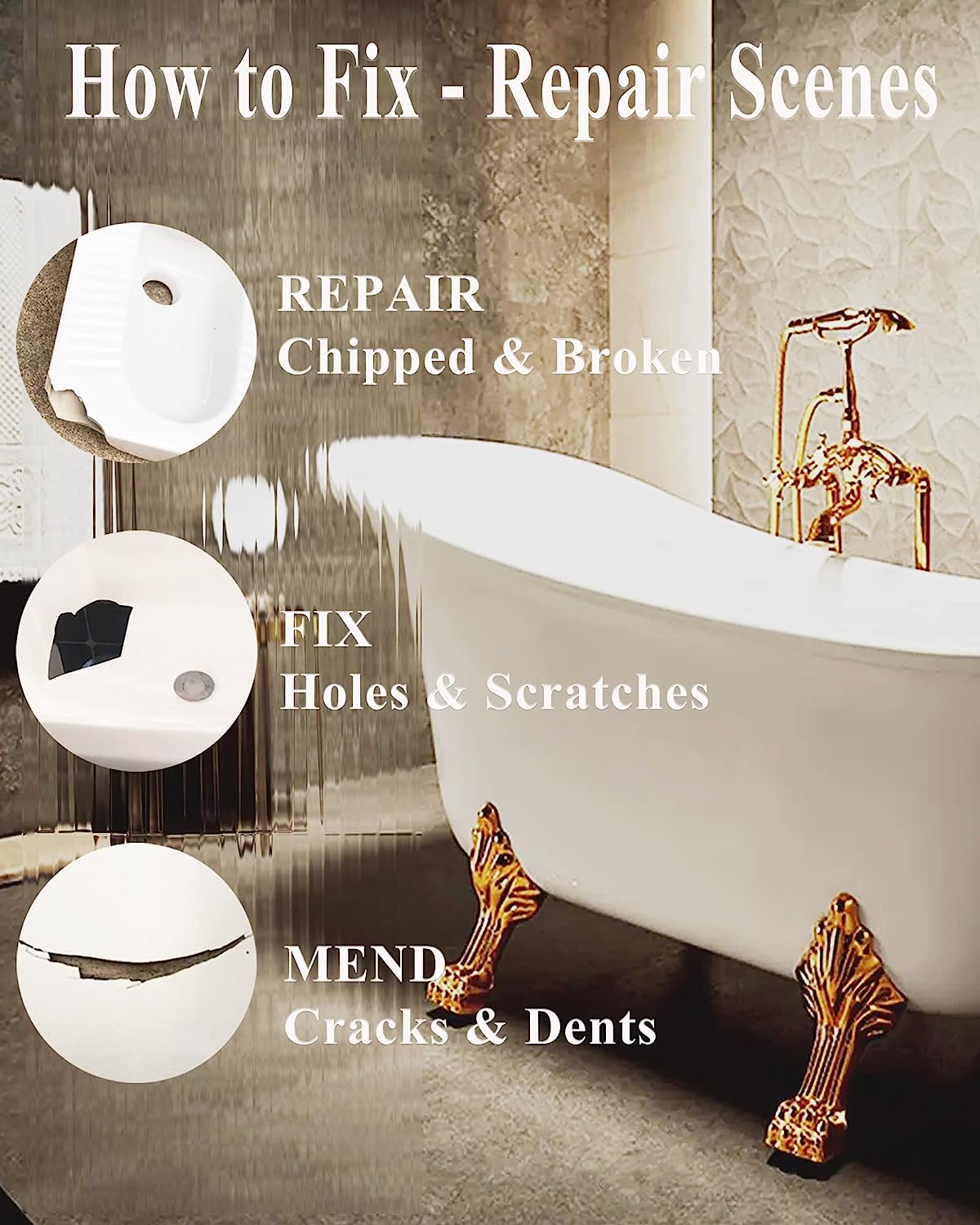 Bath Repair Kit White, Endhokn Enamel, Porcelain, Acrylic, Fiberglass,
