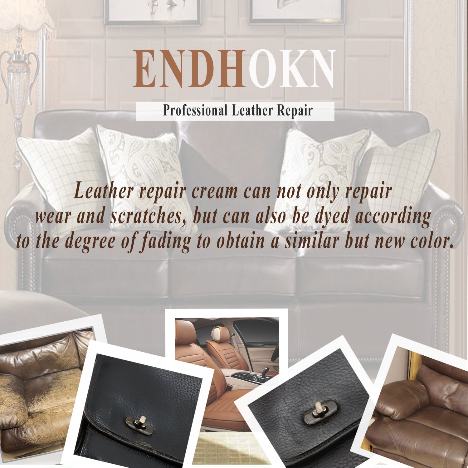 Endhokn Brown Leather, Vinyl Recoloring Repair Kit - Car Seats, Sofas