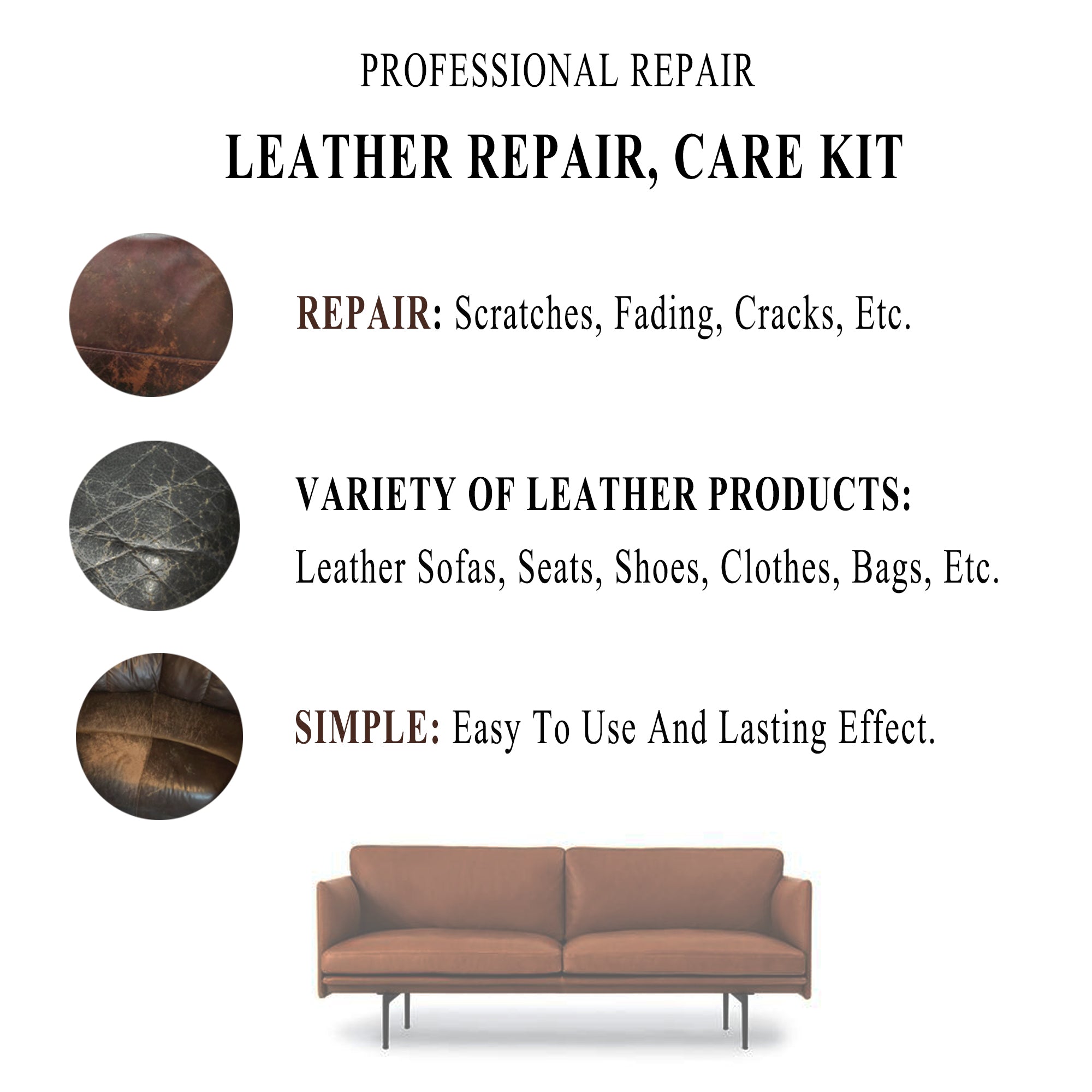 Endhokn Dark brown Leather, Vinyl Recoloring Repair Kit - Car Seats, S